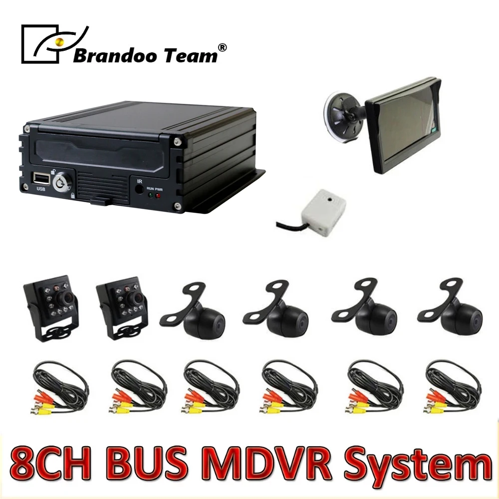 

6pcs camera MDVR kit ,8channel HDD 960H AHD car DVR kits for bus ,Truck Bus Video Recorder Systemfree shipping