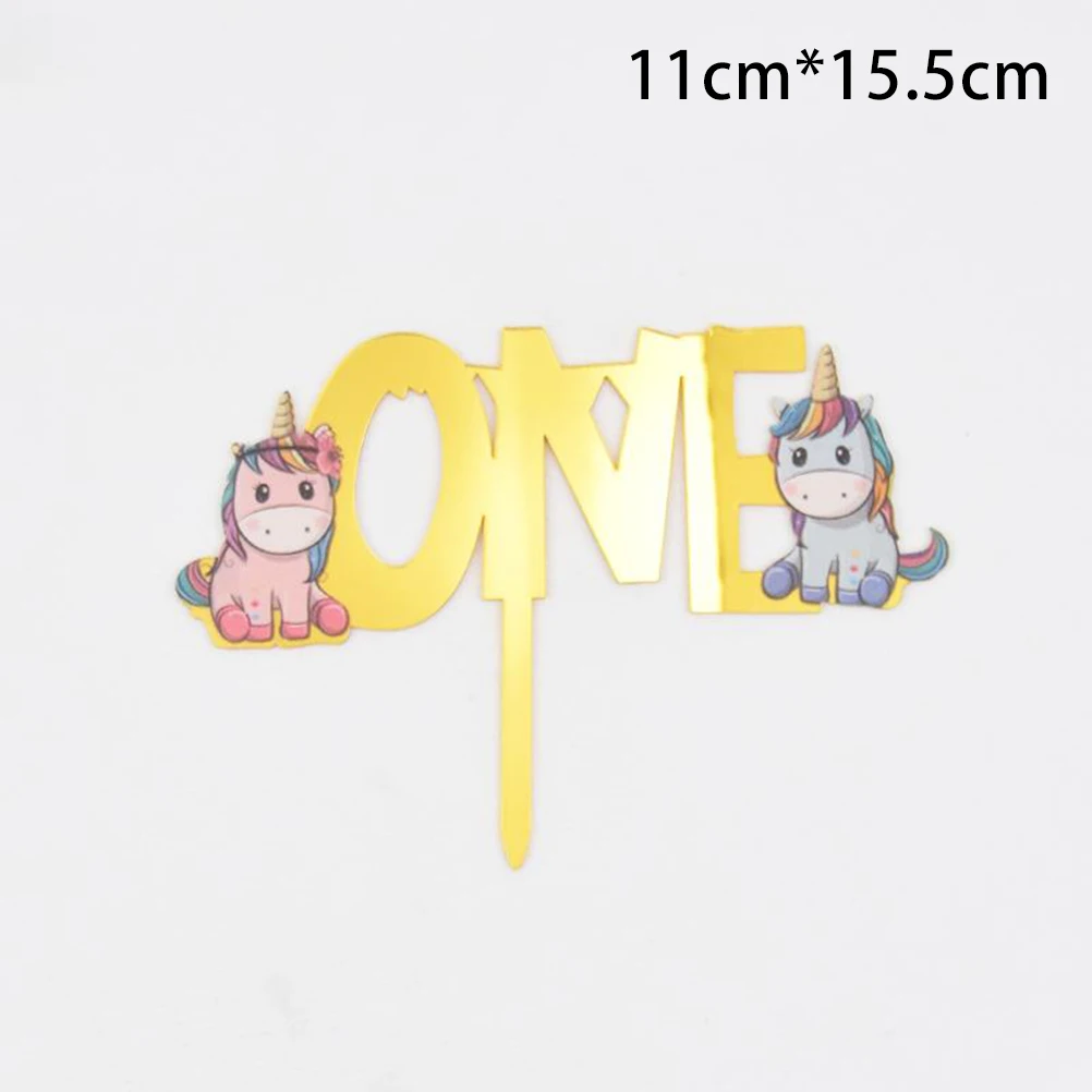 1 шт. одна буквы на торте милый Единорог акриловый Кекс Picks выбор еды фруктовый
