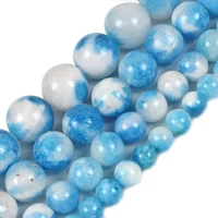 natural stone white blue persian jades beads round loose spacer beads 15strand 681012 mm for jewelry making diy bracelet