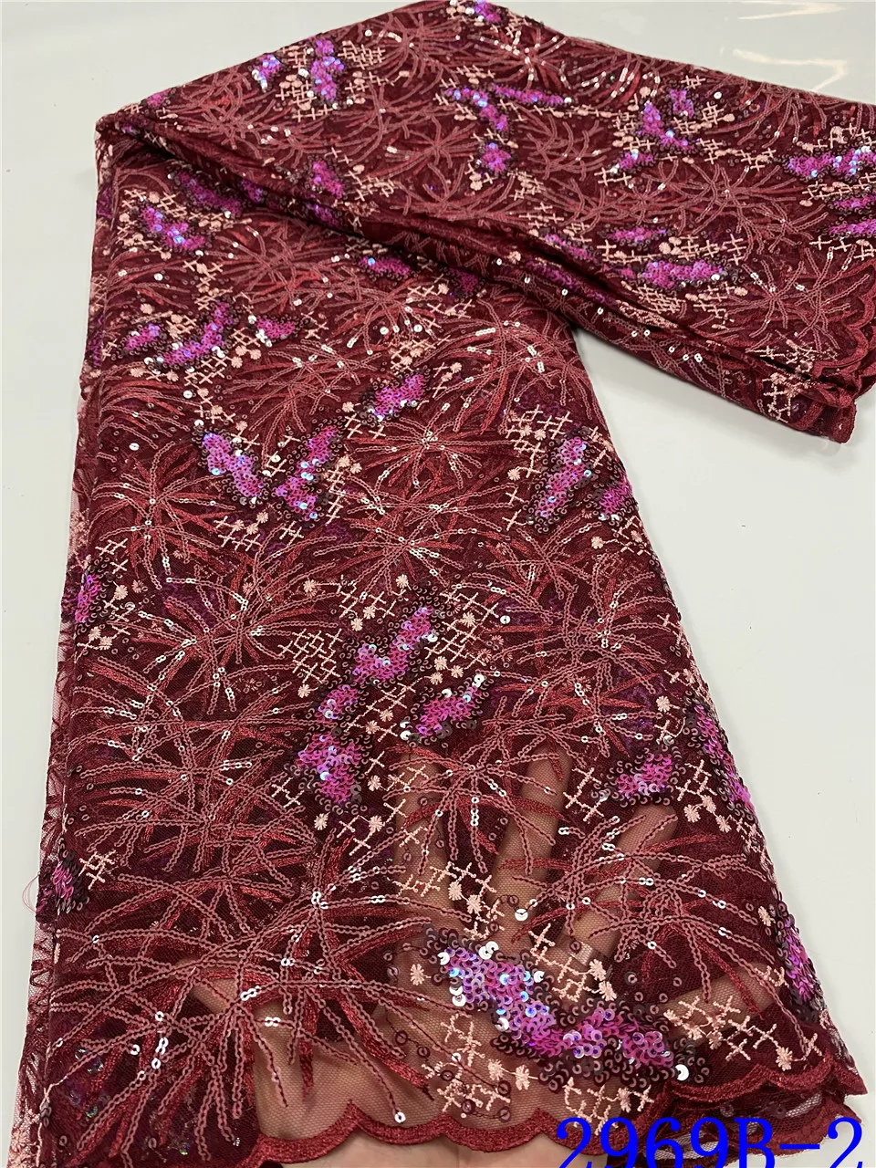 

Beautiful African Sequins Laces Fabrics High Quality French Tulle Mesh Lace Fabrics for Sewing Nigeria Sequence Fabric APW2969B