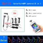 Неосветильник проволочная полоса света для автомобиля, RGB, несколько режимов, управление звуком через приложение, декоративная неоновая лампа для салона автомобиля