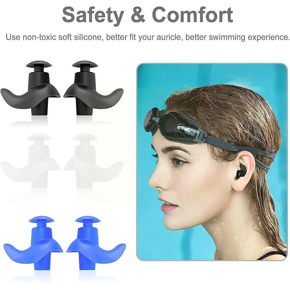 

Mounchain 1 Pair Soft Ear Plugs Environmental Silicone Waterproof Earplugs Accessories Water Swimming Dust-proof Sports Div W0c5