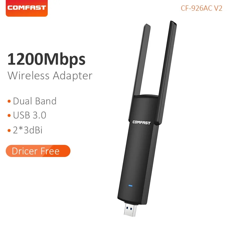

COMFAST Usb Wifi адаптер 1200 Мбит/с 2,4 ГГц + 5,8 ГГц двухдиапазонный Wi-Fi Plug And Play AC сетевая карта USB Wi-Fi антенна 926ACV2