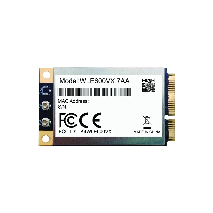 Compex WLE600VX 7AA dual band 2.4GHz 5GHz 802.11ac/abgn Mini PCI Express Card MIMO 2×2 WAVE 1 WIFI 5 module Atheros QCA9882