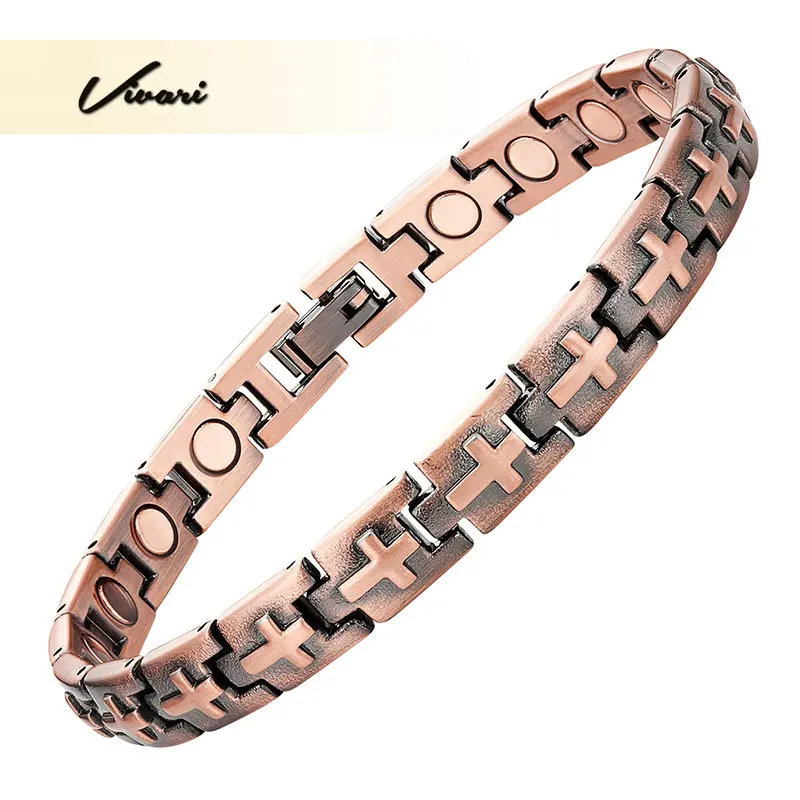 

Vivari Magnets Gift Jewelry Bracelet For Women Copper Plating Healing Magnetic Men Bracelets Cross Shape Bangle Wristband Charm