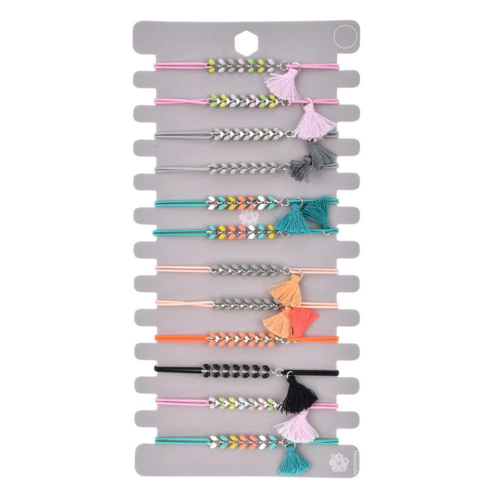 Набор женских небольших браслетов с кисточками 12 шт./лот браслеты ручной работы