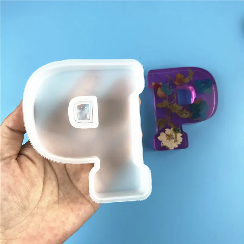 Juego de moldes de 26 letras de gran tama&ntilde;o, DIY, molde de resina Epoxy A-Z de silicona, molde de alfabeto, Kit DE FABRICACI&Oacute;N de colgantes, suministros-4