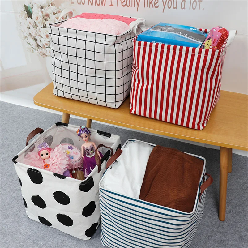 

Folding Laundry Basket Storage Barrel 32*32*32cm Large Basket for Toy Washing Basket Dirty Clothes Sundries Storage Baskets Box