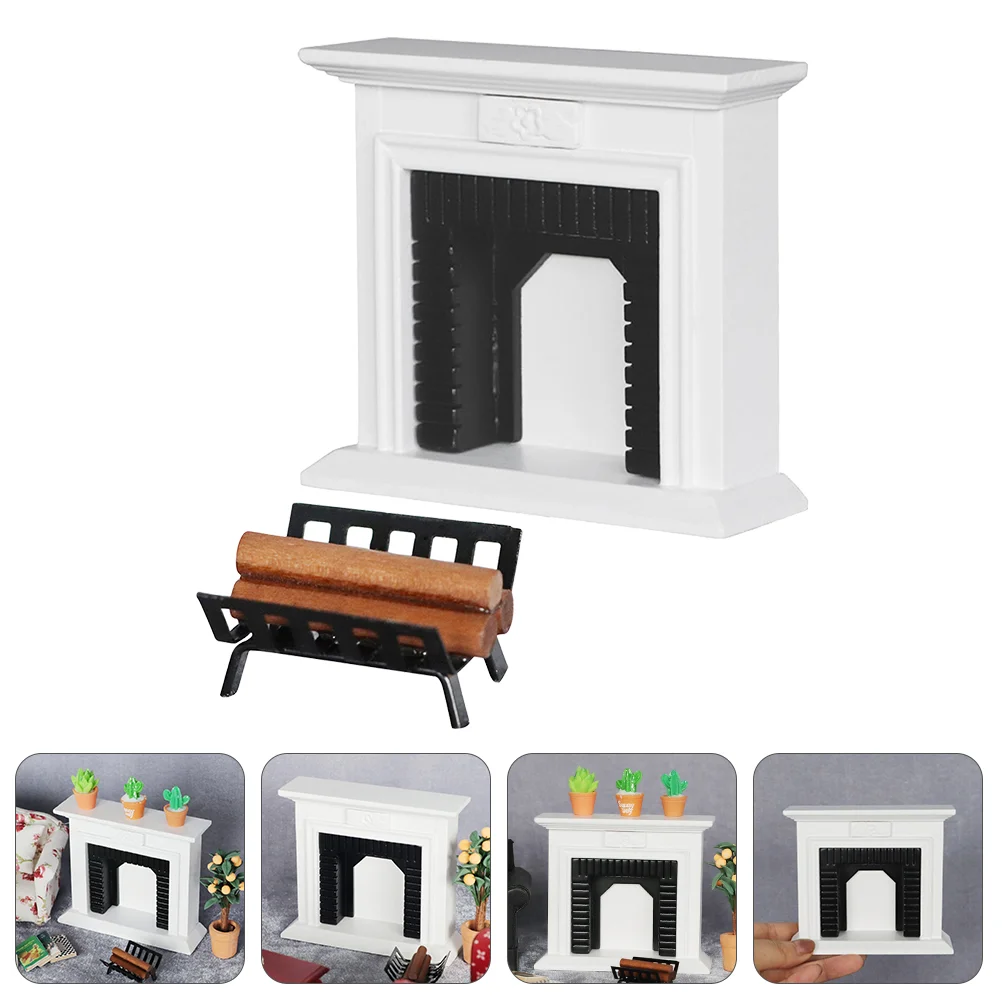 

1 Set Doll House Fireplace Wooden Firewood Miniature Fireplace Room Decor