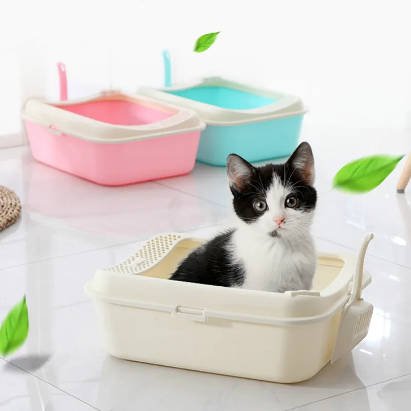 Маленький полузакрытый самоочищающийся кошачий наполнитель пластиковый унитаз