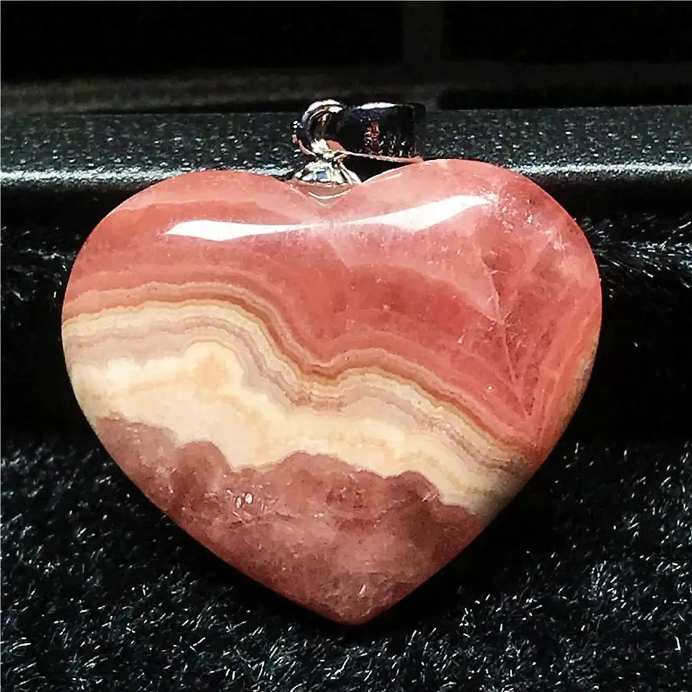 Натуральный Красный родохрозит кулон в виде сердца для женщин и мужчин подарок