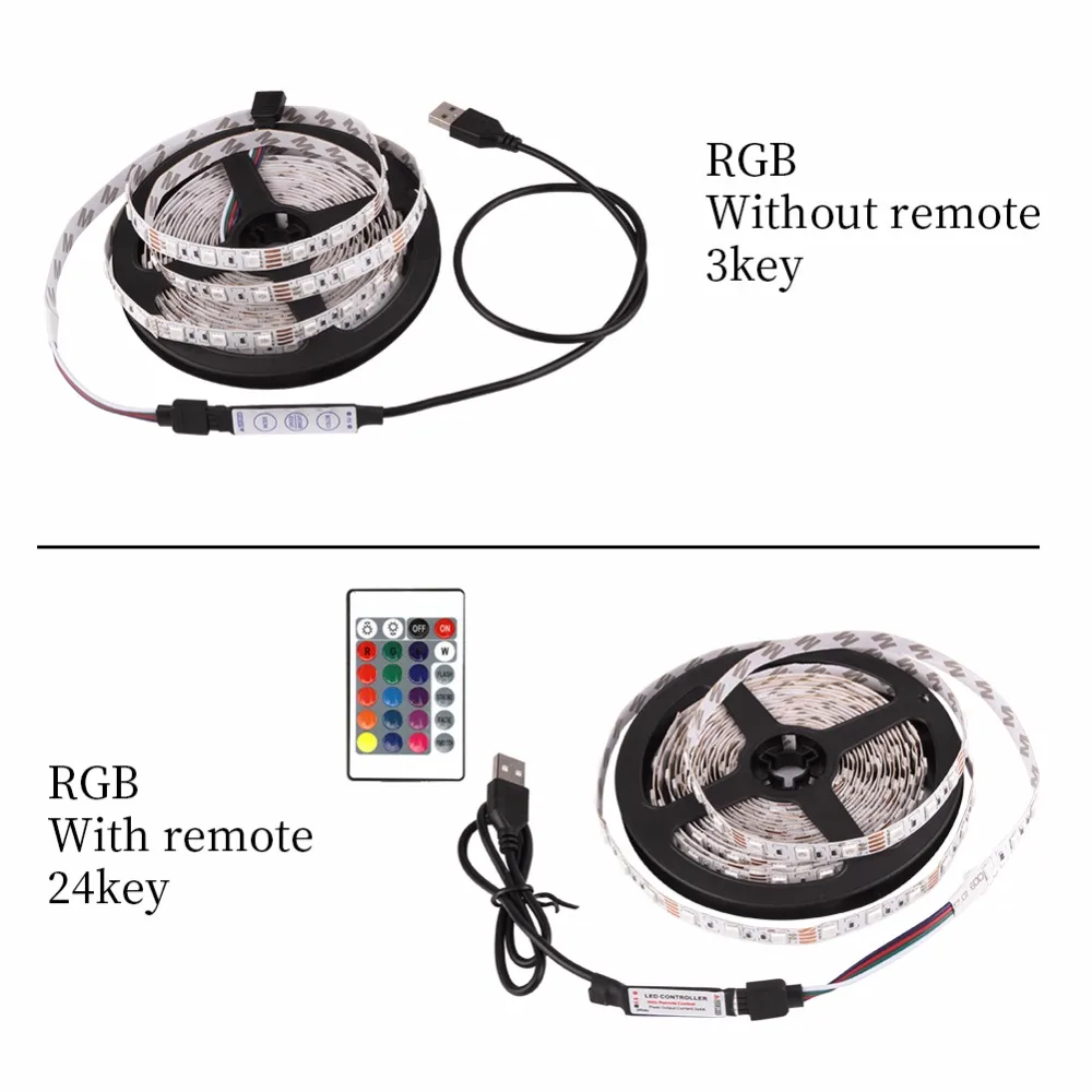 USB LED Strip DC 5V Flexible Light Lamp 60LEDs SMD 2835 50CM 1M 2M 3M 4M 5M Mini 3Key Desktop Decor Tape TV Background Lighting | Лампы и