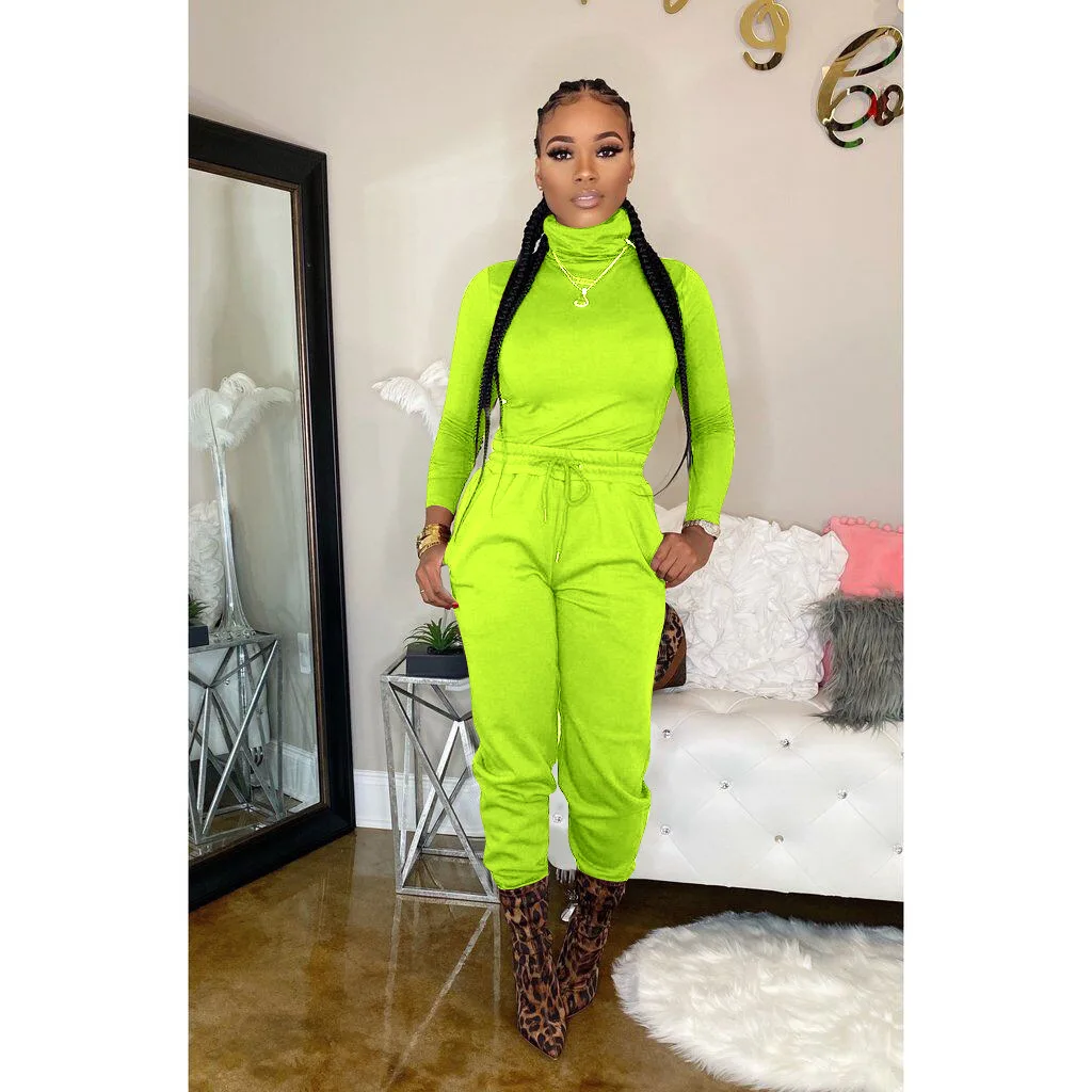 ANJAMANOR Водолазка с длинным рукавом комплект из двух предметов топ и штаны