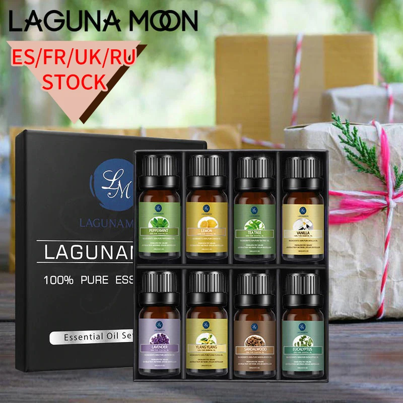 Доставка из ES/FR/RU LAGUNAMOON 8 шт. набор 10 мл чистые эфирные масла массажный диффузор