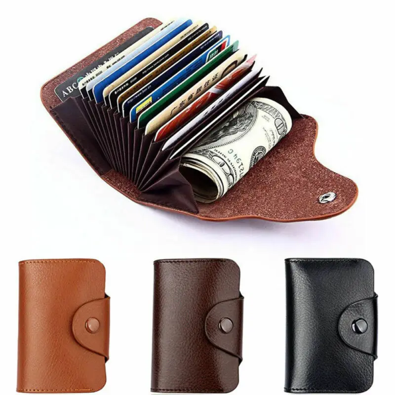 Кошелек из кожи и алюминия для мужчин женщин Карманный держатель чехол кредитных