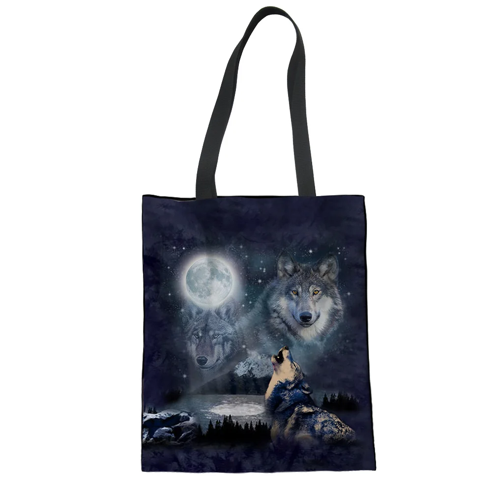 

Волчья тема, многоразовая женская сумка для покупок, сумка для покупок, женская модная сумка для отдыха, сумка