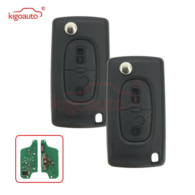 Kigoauto 2 шт. CE0523 запросить для Peugeot 207 307 407 807 откидной дистанционный ключ кнопки HU83 434
