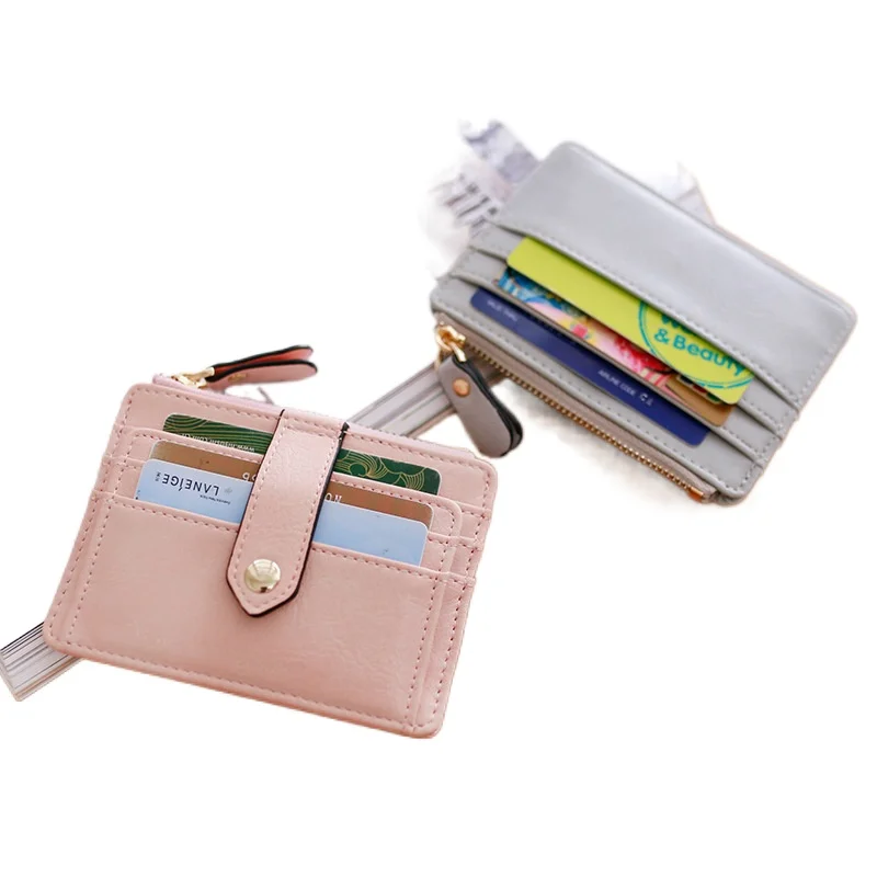 Кошелек унисекс деловая кредитница из искусственной кожи на молнии с кармашком