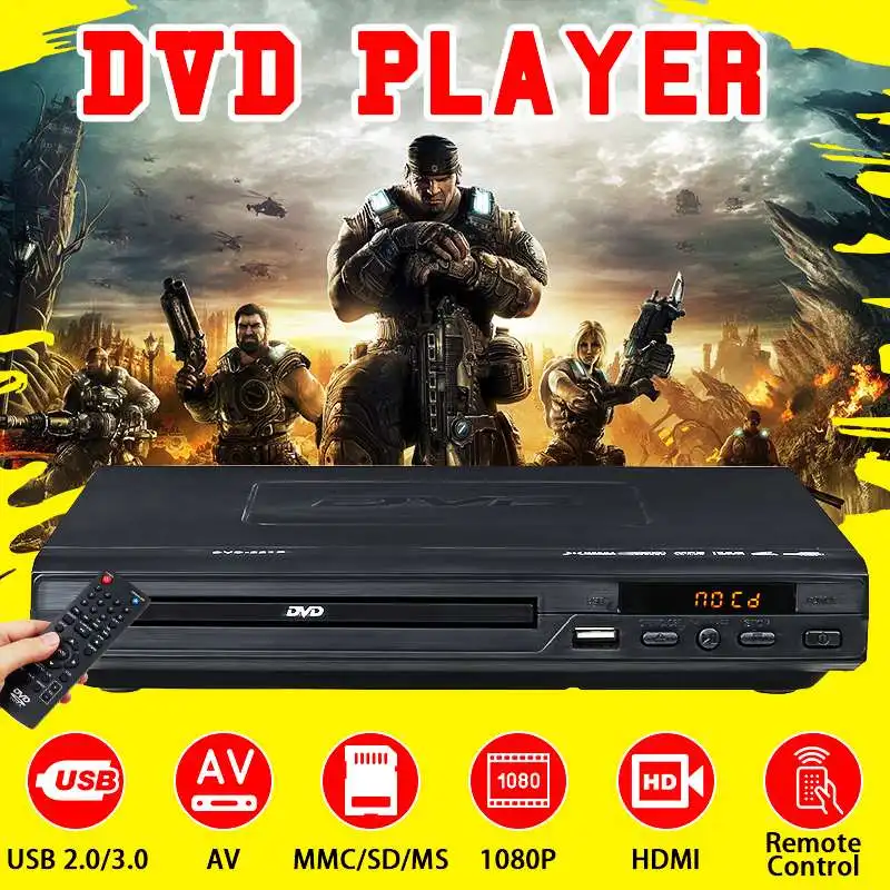 Мультимедийный HD DVD плеер 1080P USB 2 0 3 поддержка CD SVCD VCD MP3|Проигрыватели DVD| |