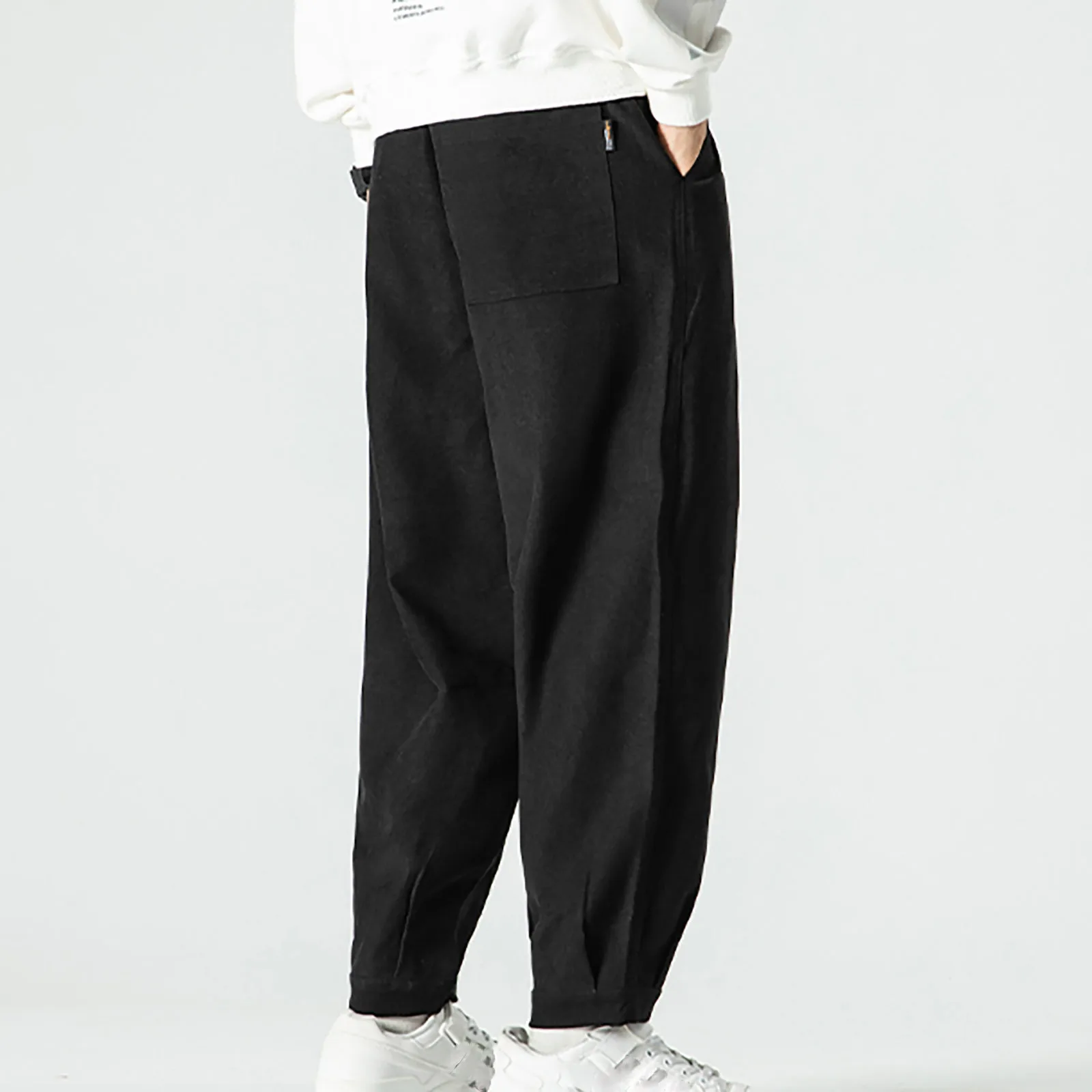 

Men Jeans Business Casual Stretch Slim Pants Drawstring Pocket Straight Leg Overalls Casual Pants Sports Trousers Male Loose