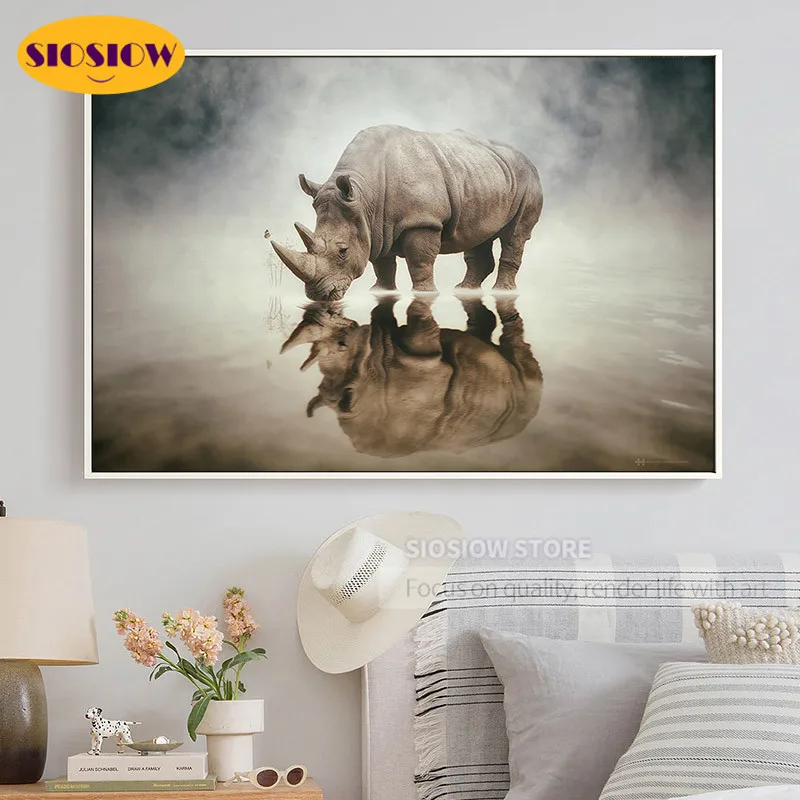 SIOSIOW 5d Diy Diamond Painting Square Full Round Rhino 3d Mosaic Embroidery Cross Stitch Kit Crystal Animal Decor Home | Дом и сад