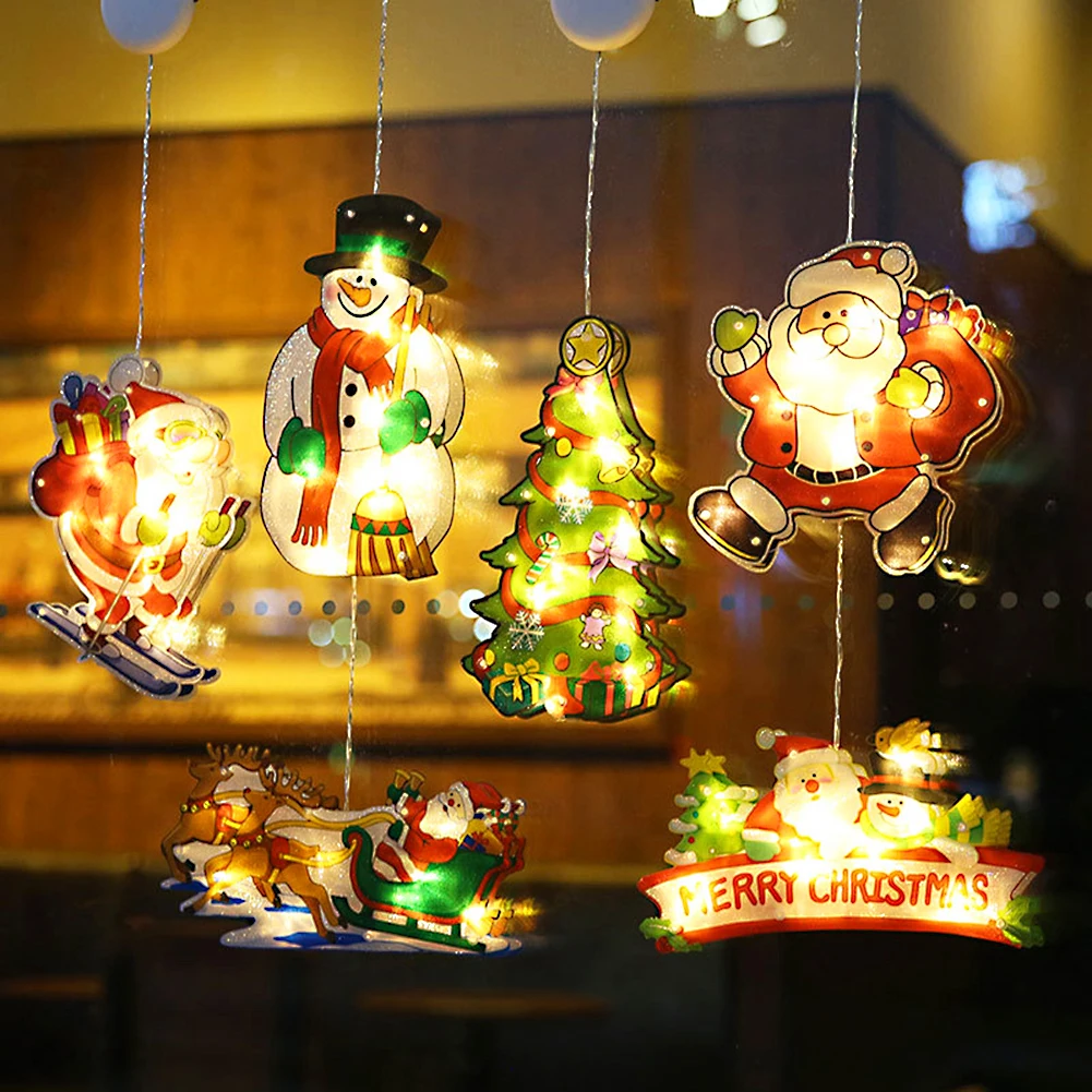 

Christmas Window Hanging Light with Suction Cup Battery Powered Santa Claus Party Festoon Light Decoration for Window Xmas Tree