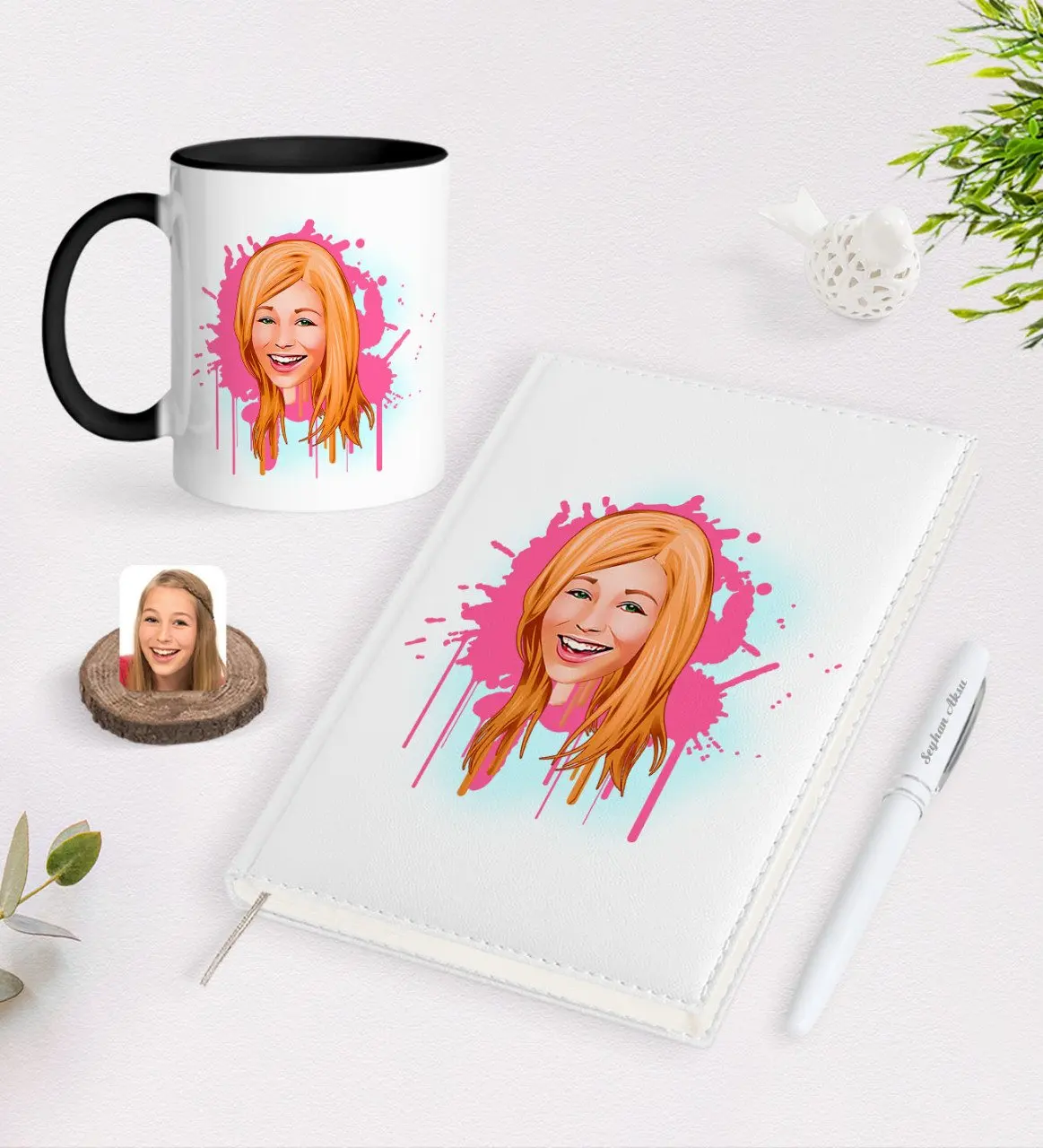 

Персонализированные Для женщин с карикатурой 2021 Организатор ручка и черная кружка Seti-31