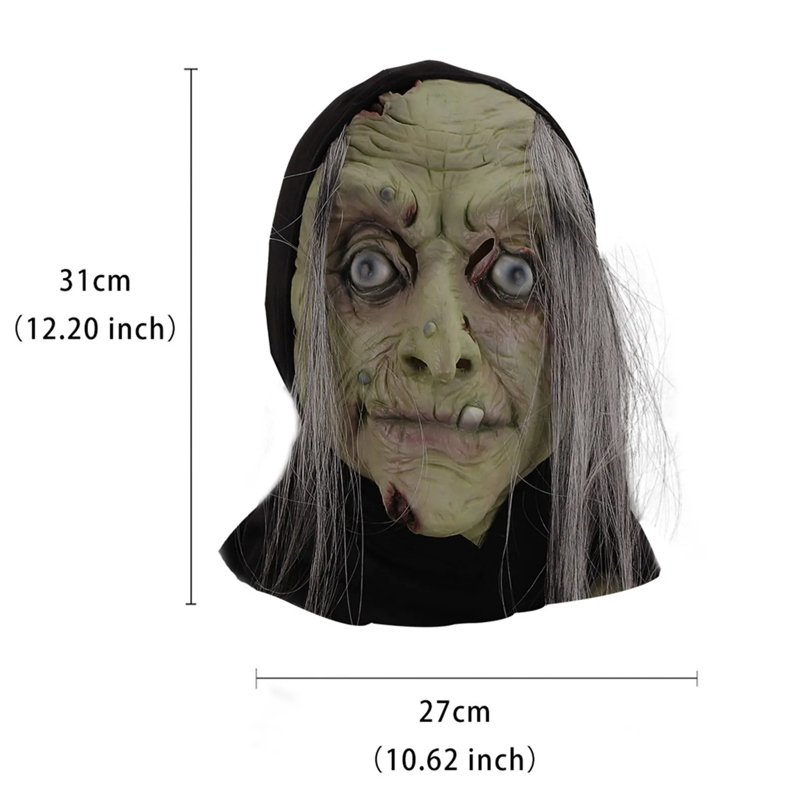

Halloween Zombie Mask Props Ghost Hedging Latex Mask Realistic Masquerade Cosplay Party Halloween Long Hair Ghost Scary Mask