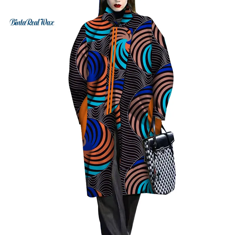 Осенний Повседневный Женский тренчкот с традиционным африканским принтом топы