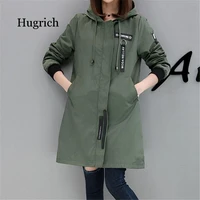 trench coat womens 2020 spring autumn hoodies top slim students baseball clothes medium length windbreaker