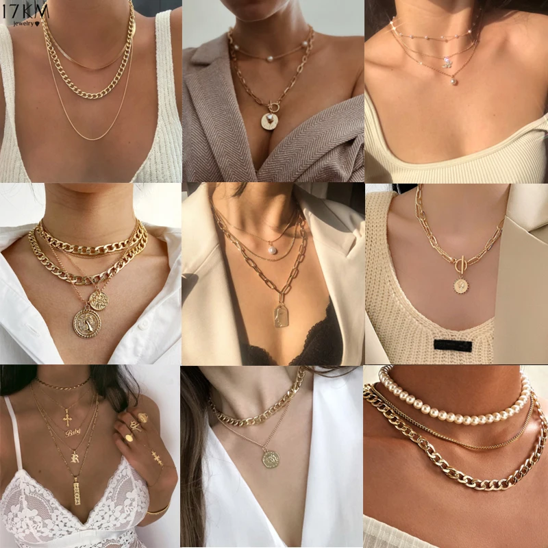 

17KM Fashion Asymmetric Lock Necklace for Women Twist Gold Silver Color Chunky Thick Lock Choker Chain Necklaces Party Jewelry