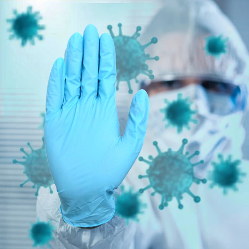 Одноразовые нитриловые перчатки Wostar водонепроницаемые бытовые рабочие митенки