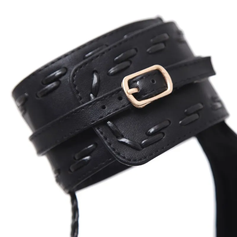 Женские босоножки с плетеным ремешком LTARTA на шпильке Т-образным и пряжкой модель