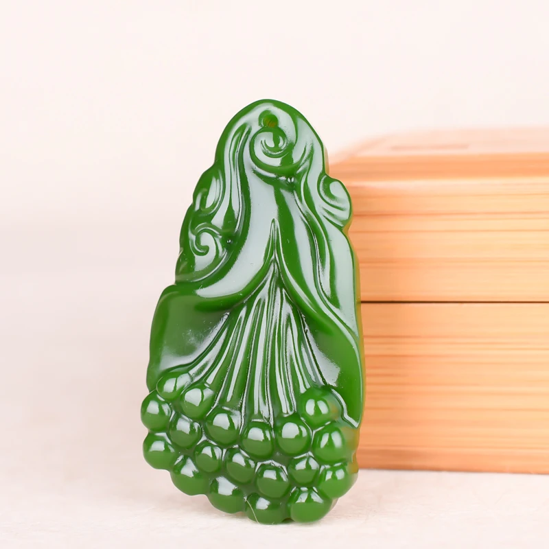 Китайский Натуральный цветок магнолии зеленая нефритовая подвеска ожерелье