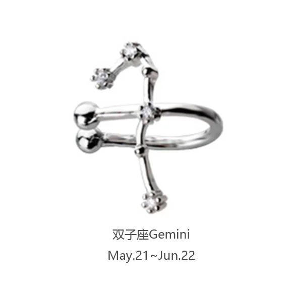 Gemini Trusta 1 пара 925 пробы серебряные ювелирные изделия Созвездие ухо манжеты Клипсы Серьги подарок на день рождения для женщин девочек DS1333 - Окраска металла: Gemini