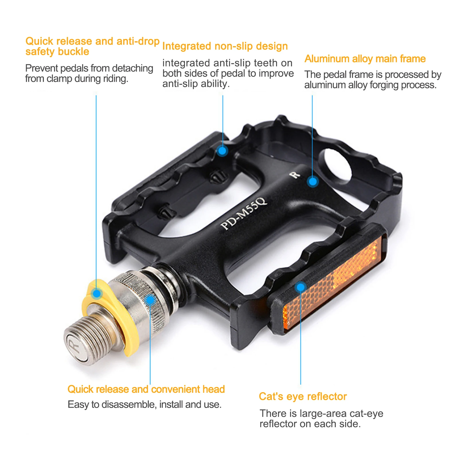 

Bike Pedal Flat Ultralight DU Bearing Pedal Safety Buckle Non-slip Aluminum Alloy Bearing Pedal For Cycling Bike Accessories