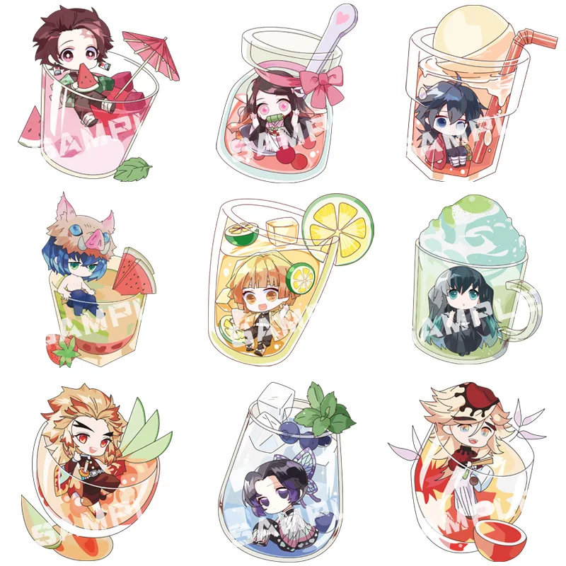 

Anime Demon Slayer Kimetsu No Yaiba Keychain Kamado Tanjirou Kamado-Nezuko Tomioka Giyuu Acrylic Cute Beverage Bottle Key Chain