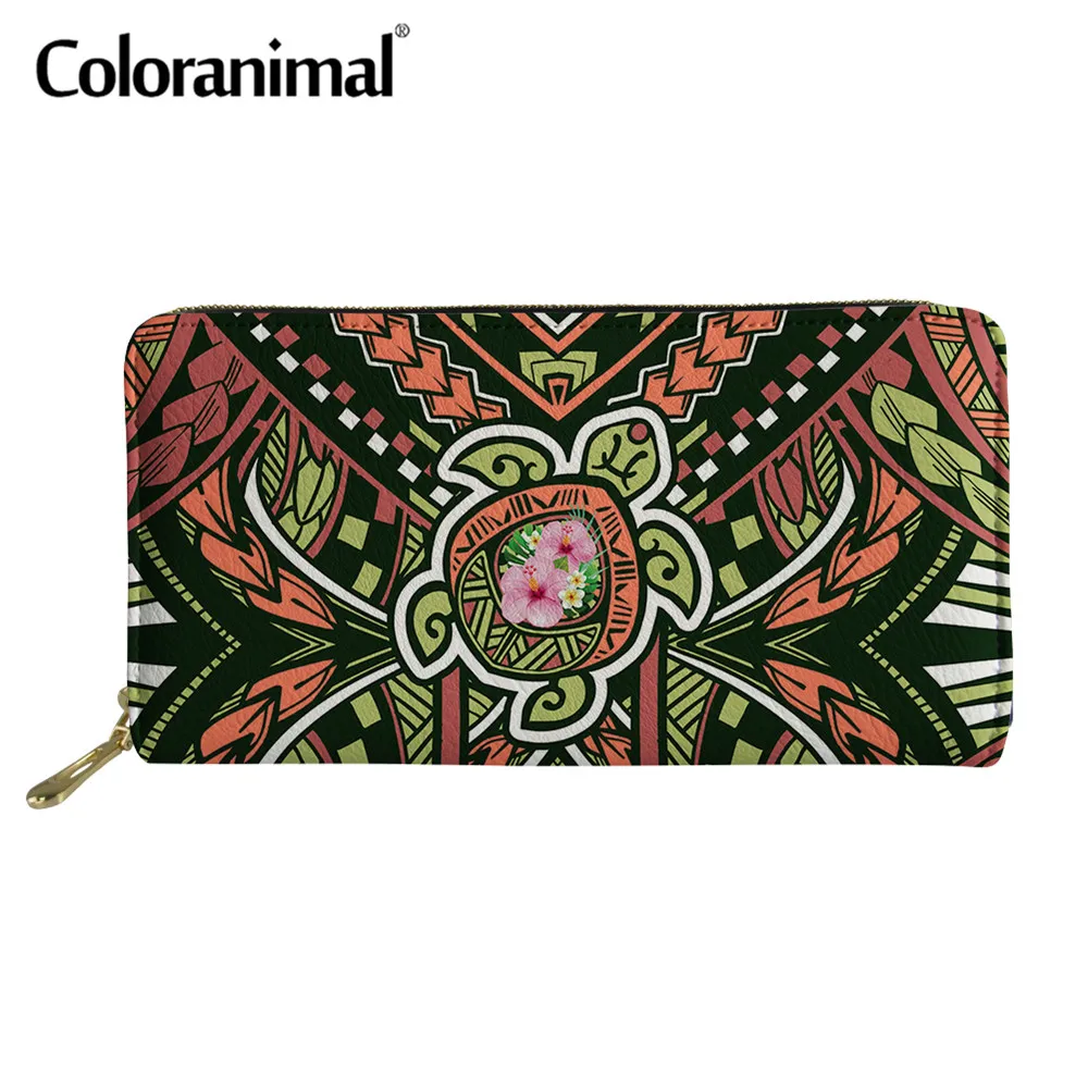 Coloranimal полинезийская черепаха с гибискус печатных Для женщин PU кошелек