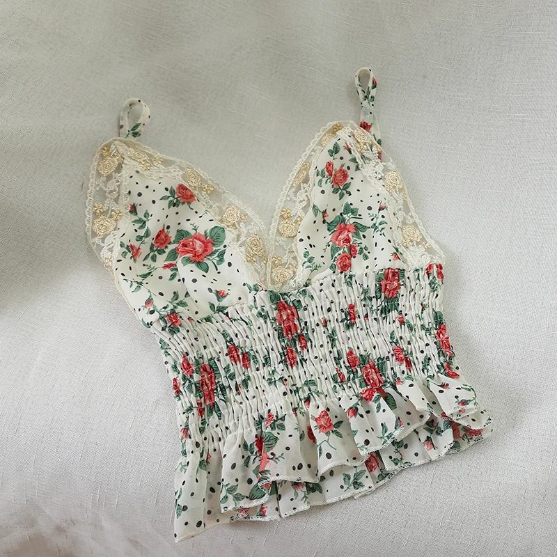white tops Базовая футболка с цветочным принтом, женская тонкая майка с открытыми плечами, топы, футболки, пляжная одежда, женские майки без рукавов, кружевные вязаные топы - Цвет: white tops