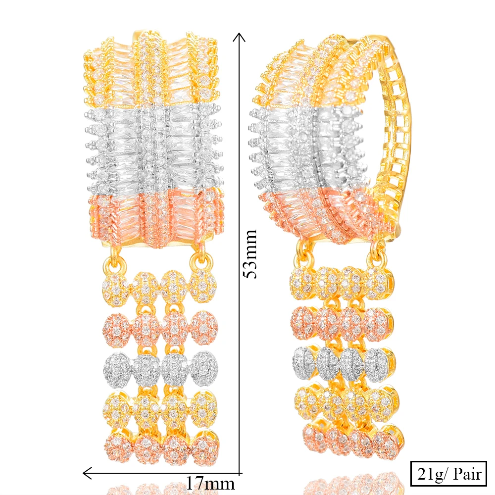 

KellyBola Noble Shiny Full CZ Pendant Earrings for Fashion Women Bridal Luxury Wedding Party Show Jewelry for Ladies Gift