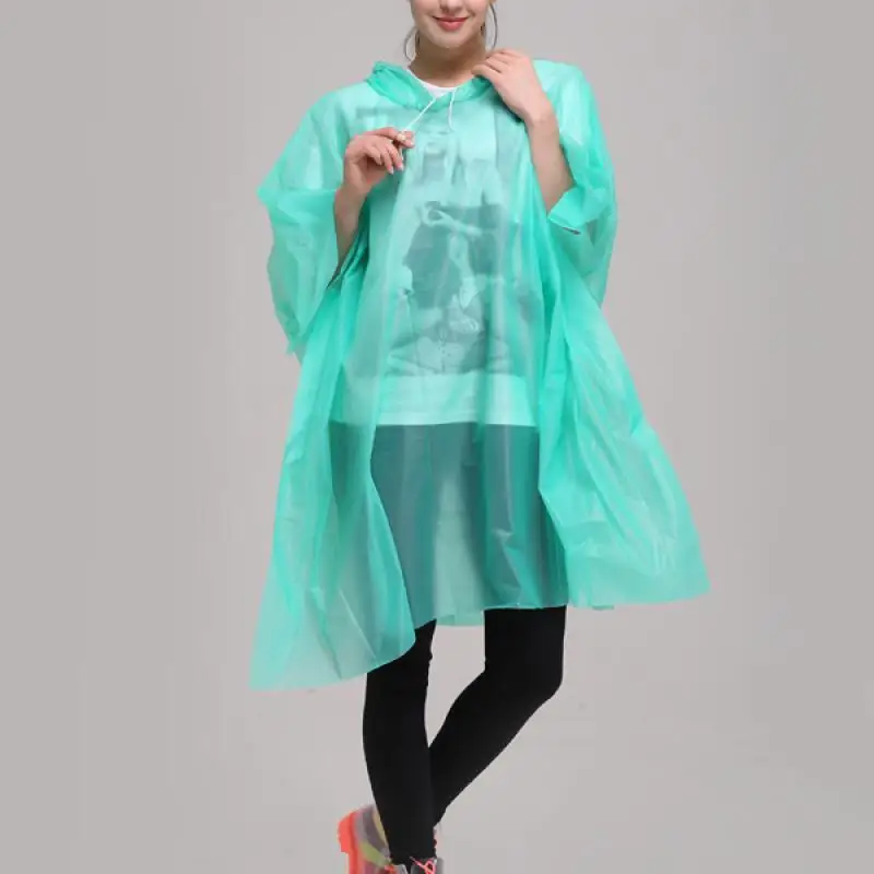 

1pc Peva Disposable Raincoat Outdoor Mountain Travel Waterproof Rain Poncho Coat Adult Clear Transparent Waterproof Rain Poncho