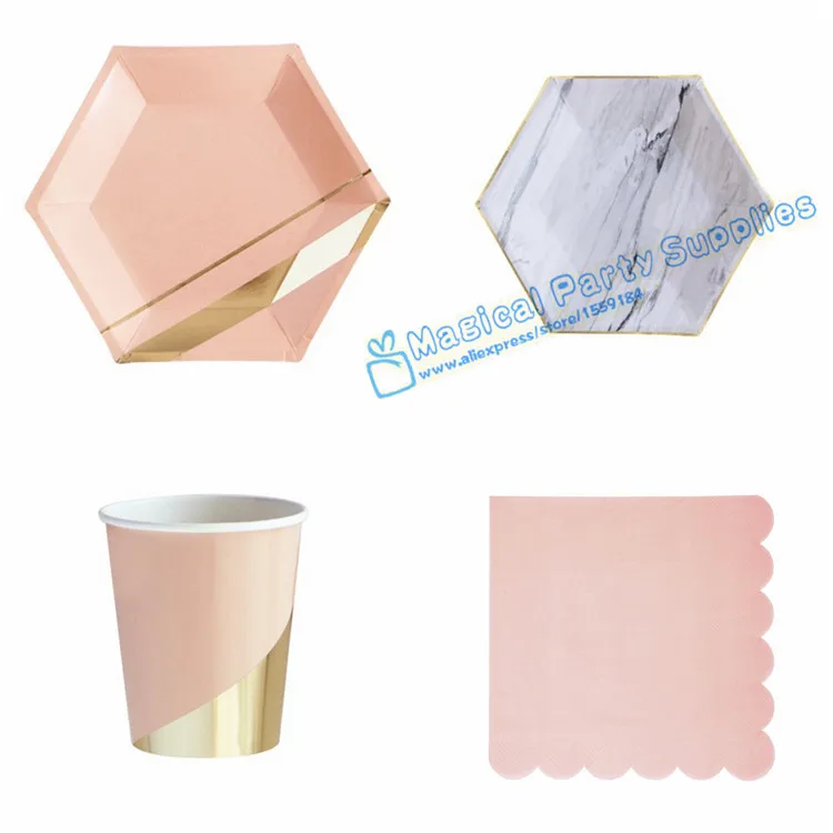 24 комплекта мраморных шестигранных золотых пластин румяна розовые и золотые