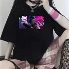 Футболка Arcane Jinx с принтом для женщин и мужчин, хлопковая футболка с коротким рукавом и графическим рисунком, футболки оверсайз с коротким рукавом, одежда, женские топы