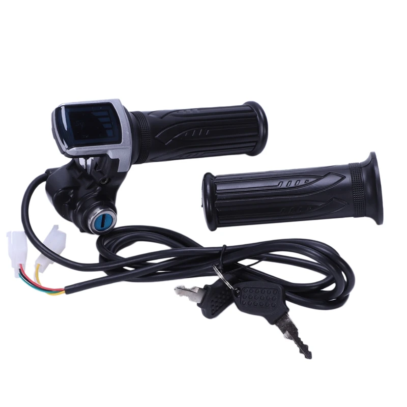 

36V Universal Electric Bicycle Throttle Handle With Led Display Indicator Speed Power Display Key Lock For Electric Scooter Twis