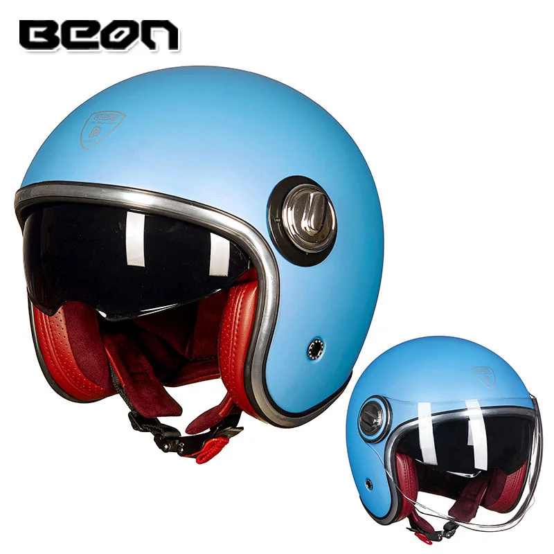 BEON B-108A moto rcycle шлем 3/4 с открытым лицом шлемы moto cross винтажный шлем moto casque Capacete Ретро шлем - Цвет: 9