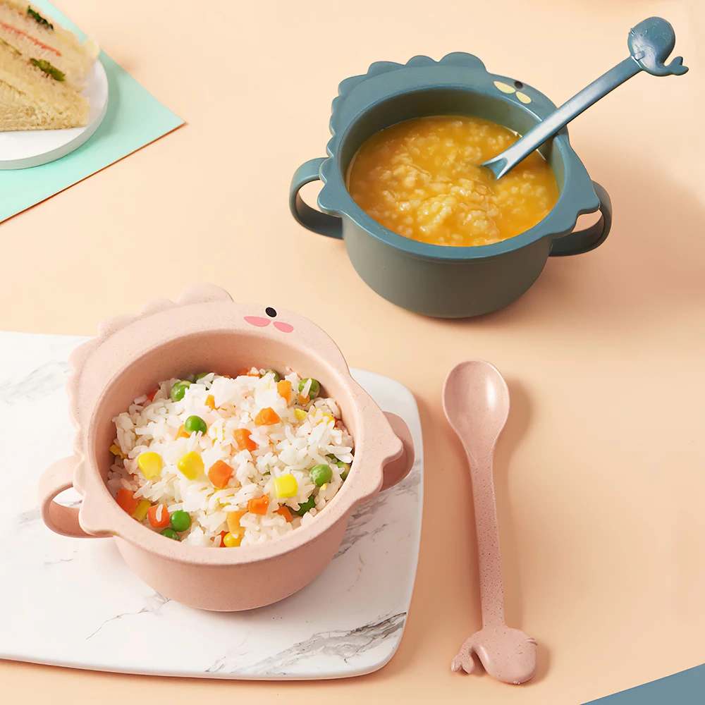 

6-Piece Set Children Dinner Plate Household Environmental Creative Cartoon Anti-Fall Protection Wheat Fragrant Bowl Cup