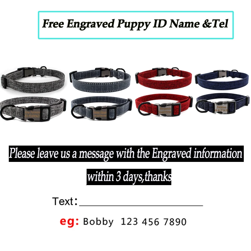 Ошейник для собаки персонализированный нейлоновый ошейник питомца на заказ