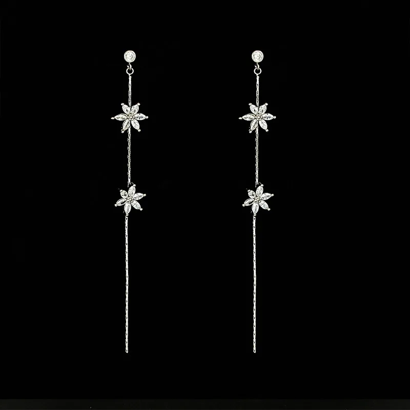 2021 Limited Star Earings Pendientes Brincos Version Of The New S925 Pure Earrings Personality Female Long-style Fringed Zircon | Украшения