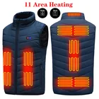 Самонагревающийся Жилет 11 областей, мужская теплая куртка с подогревом и питанием от USB-аккумулятора, Женский Теплый жилет, теплая зимняя одежда