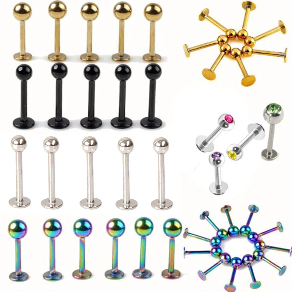 Пирсинг для губ 10 шт. оптовая продажа промышленный шарик кольцо подбородка нос